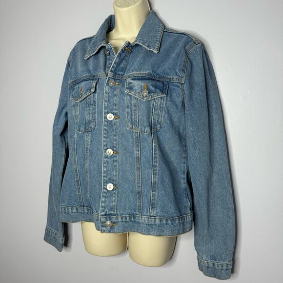 Hudson Women's Long Sleeve Cotton Denim Jean Jacket Solid Blue Women's 1X New - Picture 4 of 10